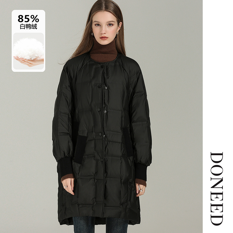 简约时尚插肩袖长款羽绒服外套