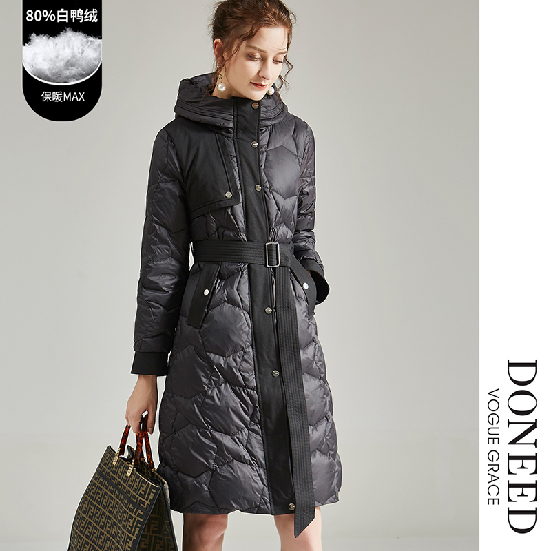 时尚通勤气质百搭配腰带羽绒服