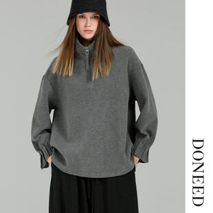 DONEED2025冬季新款美式复古半拉链高领卫衣宽松休闲百搭上衣