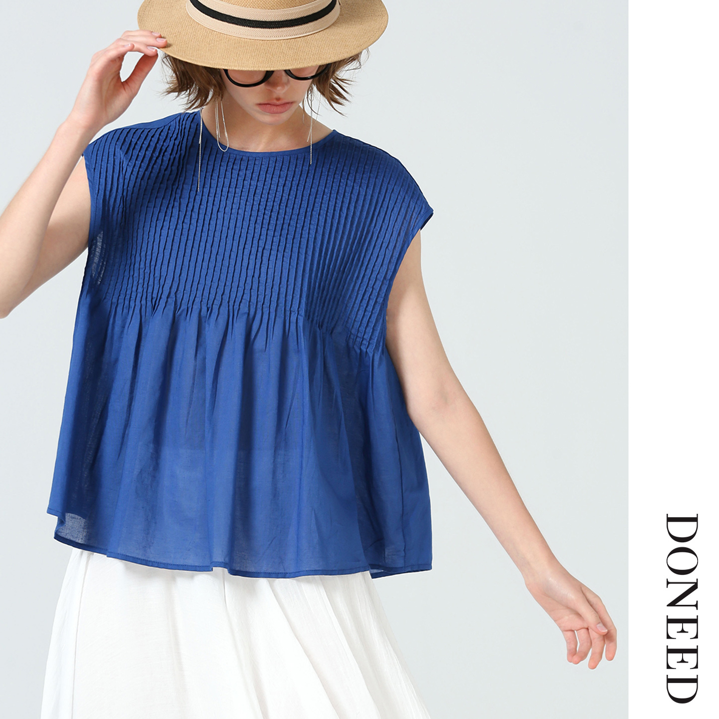 DONEED夏款文藝休閑苧麻舒適上衣