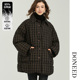 DONEED冬款 优雅时尚 纯棉格子简约宽松保暖面包服羽绒服外套女