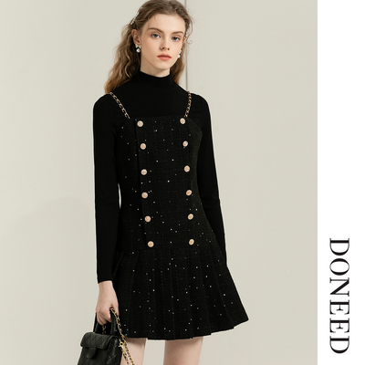 小香风金属链条吊带两件套套装