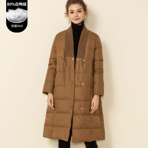 V领长款羽绒服秋冬外套女