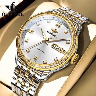 瑞士欧品客品牌正品名表商务男士手表男机械表简约双日历男款腕表