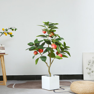 北欧现代风仿真苹果树假树植物室内绿植盆景假花家居装饰摆件落地