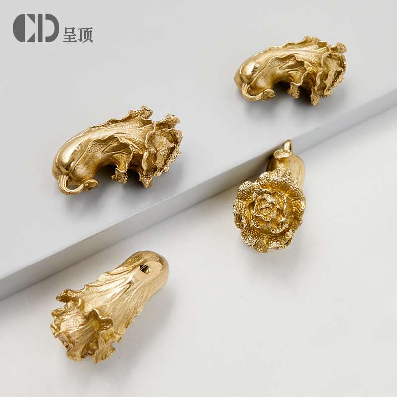 创意大白菜黄铜柜门抽屉轻奢拉手