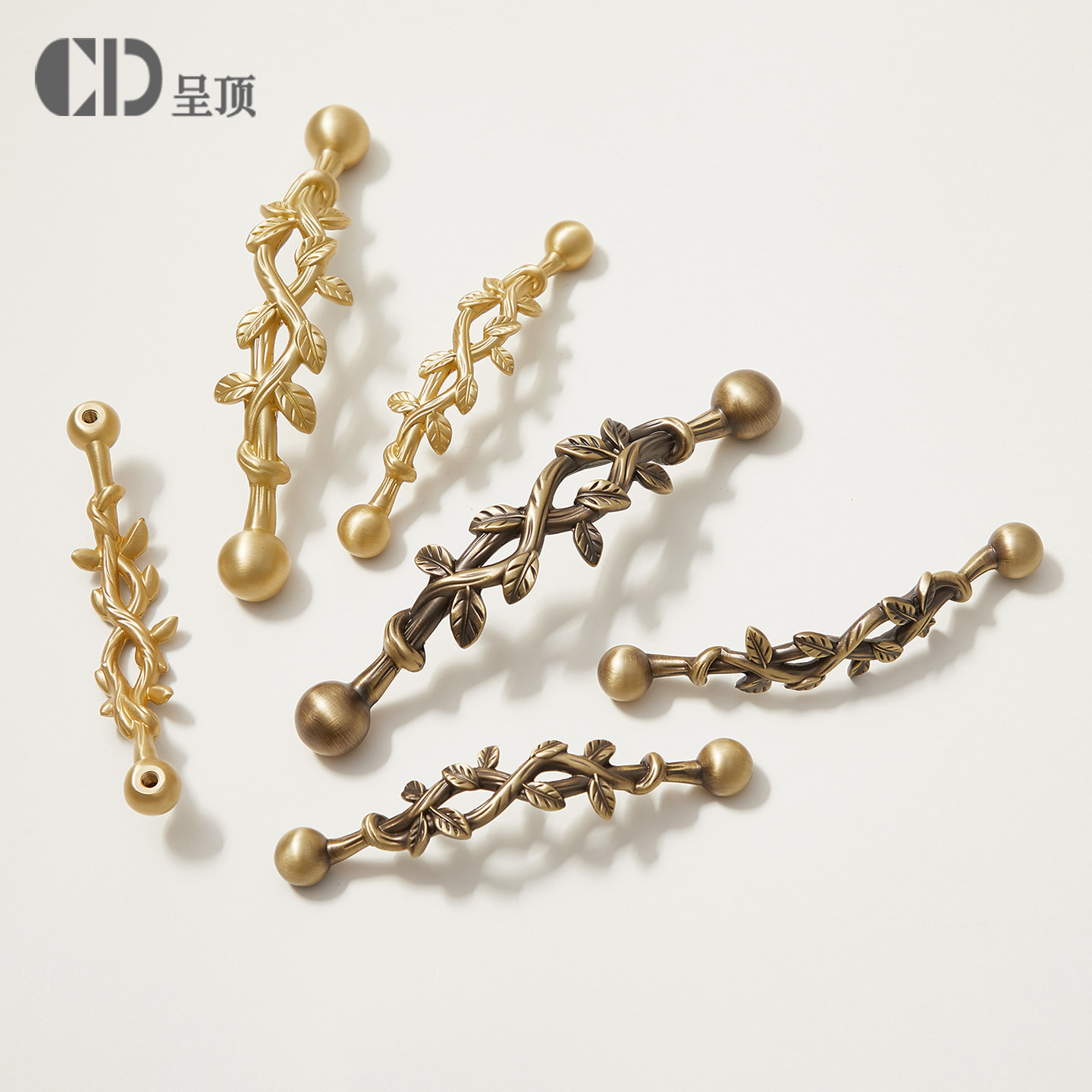 创意藤蔓复古风法式古铜色树叶黄铜衣柜门拉手橱柜抽屉鞋柜长把手,基础建材,小拉手,淘宝优惠券,粉丝福利购,淘宝优惠卷