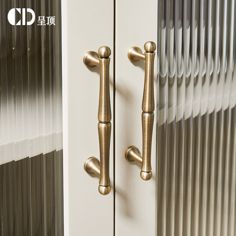 中古风黄铜拉手衣柜门抽屉橱柜厨房法式现代简约圆球复古铜色把手,基础建材,小拉手,淘宝优惠券,粉丝福利购,淘宝优惠卷