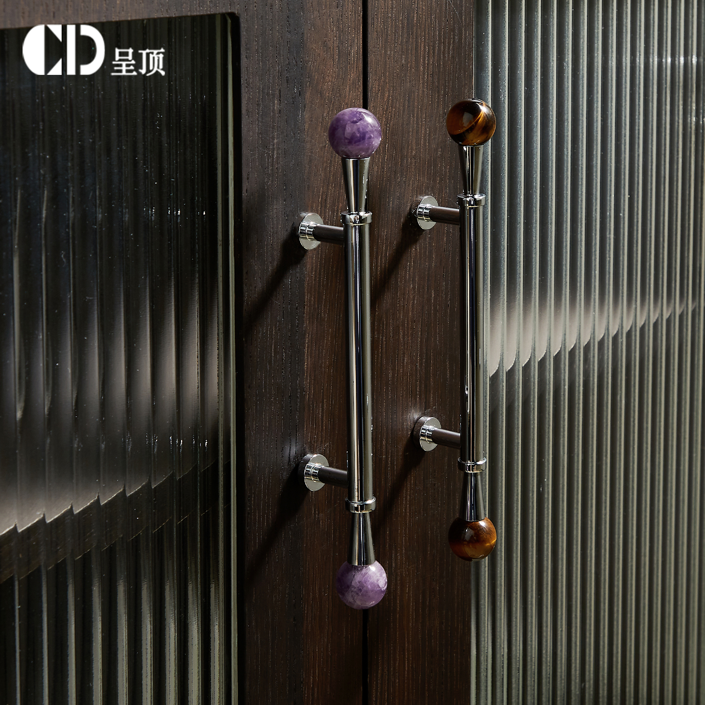 法式银色拉手黄铜衣柜门水晶圆球大理石抽屉厨房现代简约橱柜把手