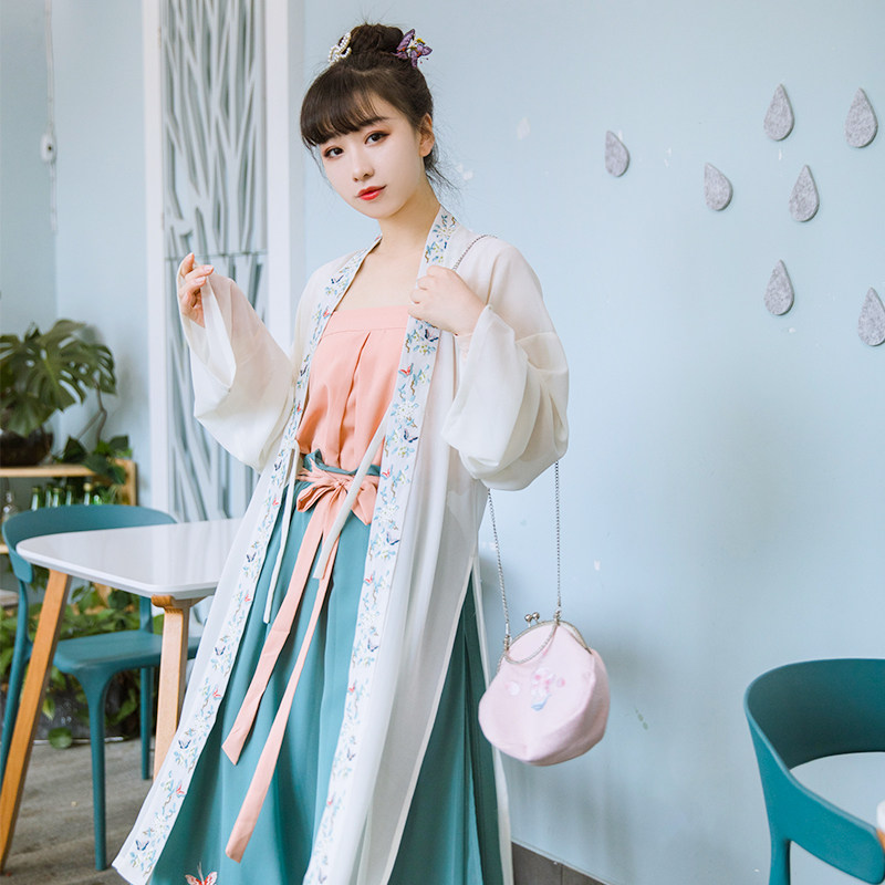 光夕【南湘子】汉服女原创宋制长褙子宋裤吊带三件套绣花春夏改良