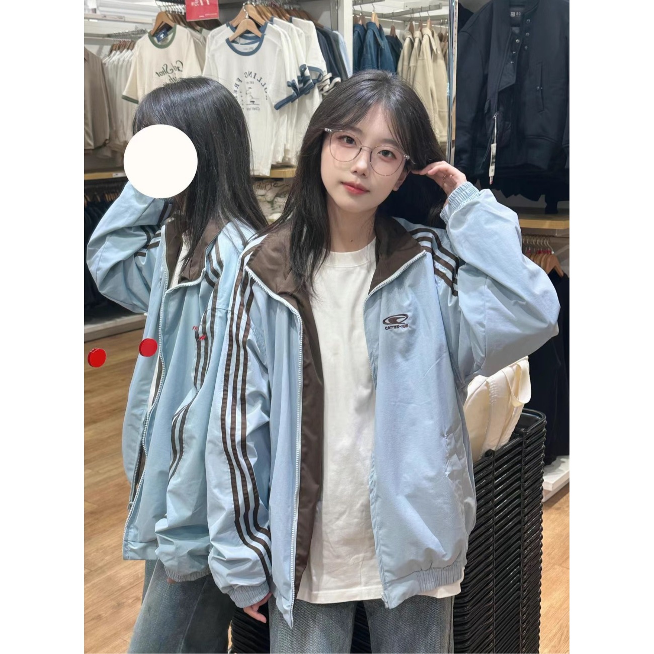 美式港风运动条纹新款立领冲锋衣外套学生百搭休闲夹克时尚洋气