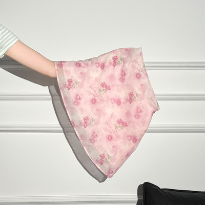 小个子粉碎花高腰显瘦A字短裙