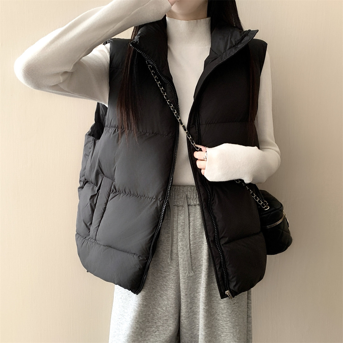 胖mm大码立领羽绒棉服马甲女秋冬新款叠穿百搭显瘦坎肩背心外套潮