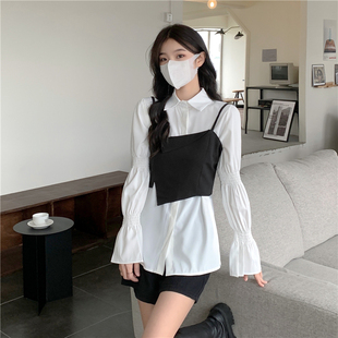 设计感不规则马甲两件套女轻熟风短款马夹衬衫套装秋季2026新款潮