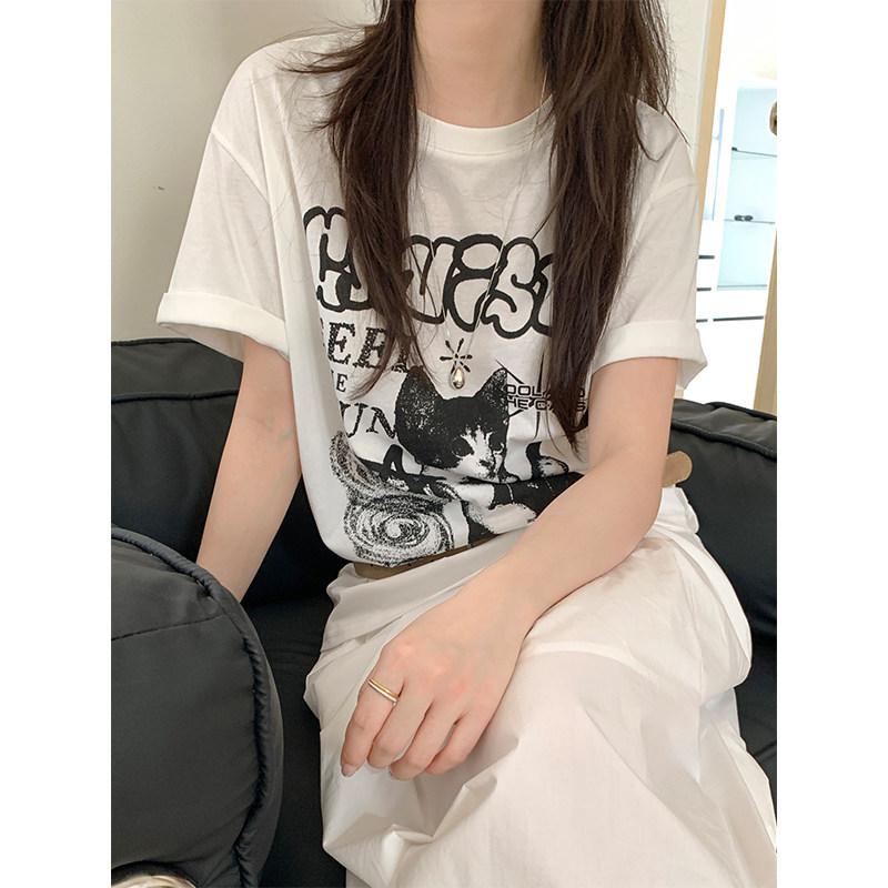 2026花欧美夏季重磅纯棉短袖T恤男女宽松情侣ins上衣百搭休闲正肩