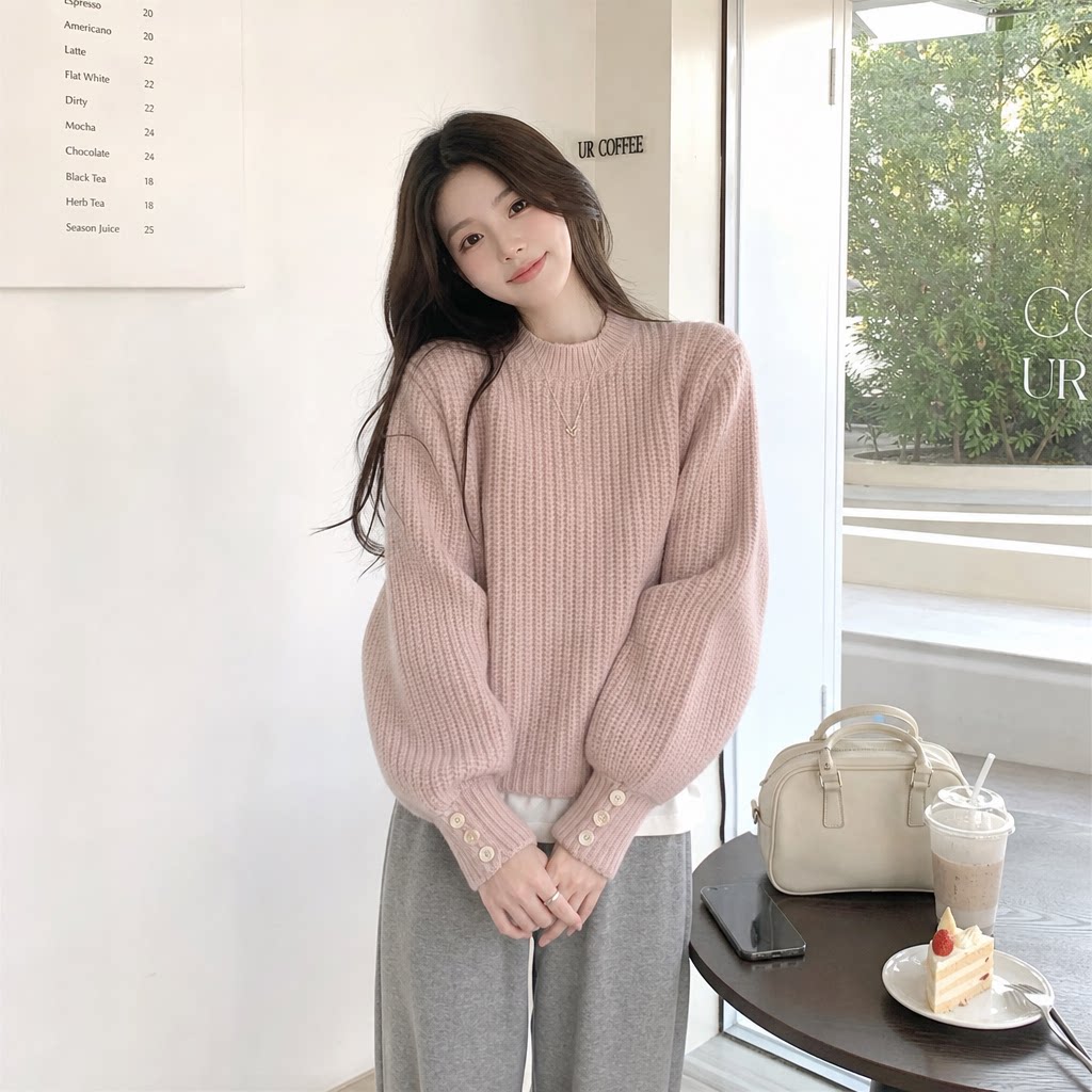 韩版小众宽松短款加厚套头毛衣