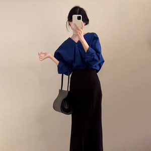 套装女2025春季新款轻熟风气质高级感通勤长袖衬衫高腰鱼尾半身裙