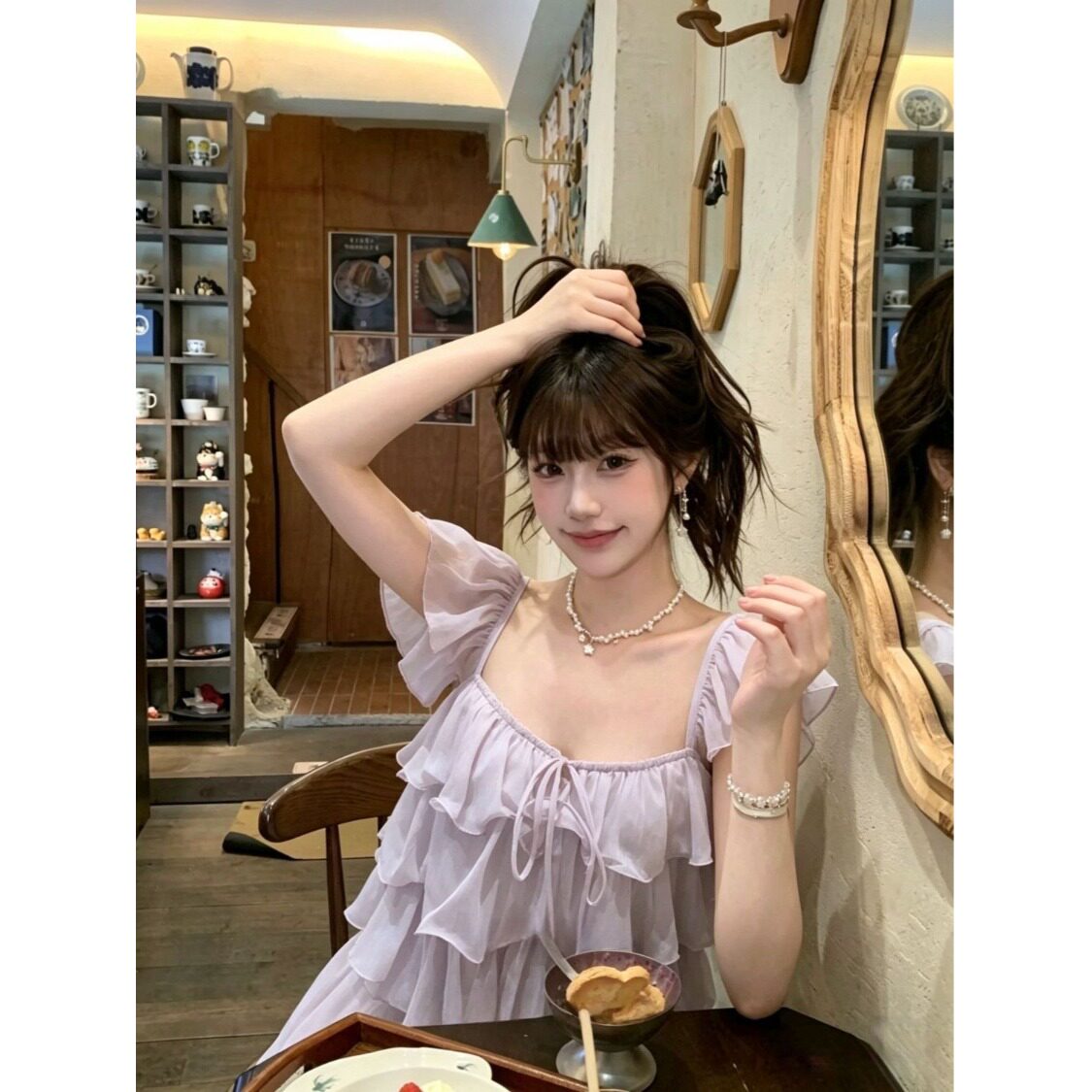 2026洋气小衫小个子别致百搭显瘦上衣温柔甜美风U领荷叶边衬衫女