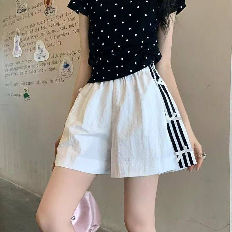 夏季大码显瘦蝴蝶结阔腿短裤女