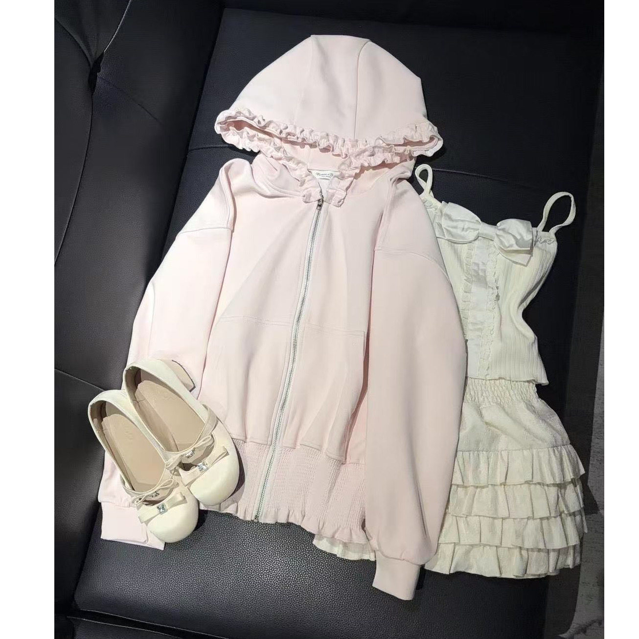 韩系甜美风粉色连帽卫衣外套女2025秋冬新款宽松拉链开衫上衣潮