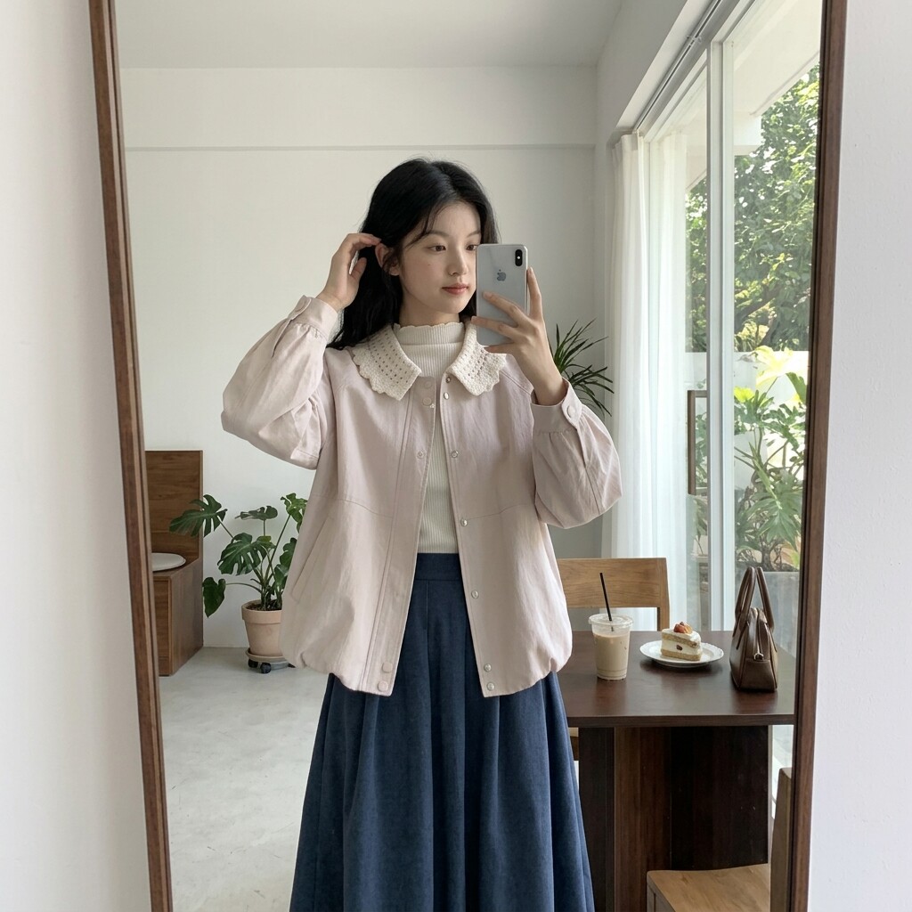 雾霾粉可拆娃娃领风衣小个子