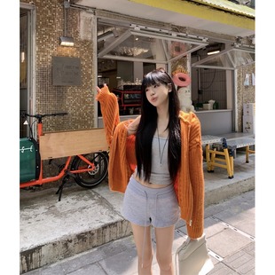 美式小众慵懒风软糯麻花针织连帽毛衣男女秋冬宽松多巴胺百搭外套