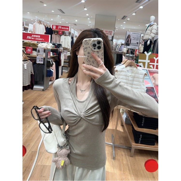 燕麦扭结长袖T恤2025新款