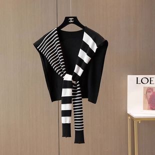 针织围巾护肩两用 搭配衬衫 2024新款 红色小披肩外搭女高级感春夏季