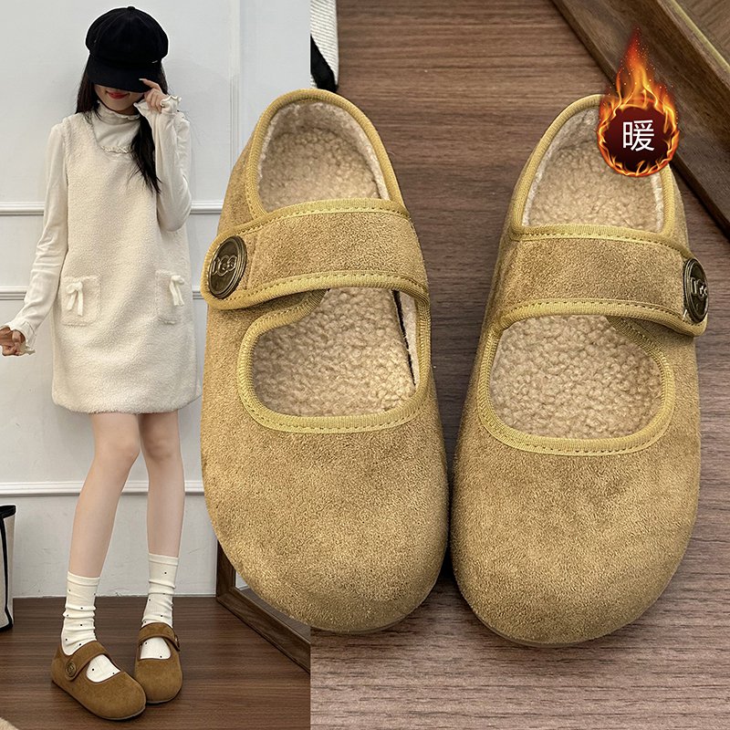 魔术贴勃肯鞋女平底玛丽珍鞋