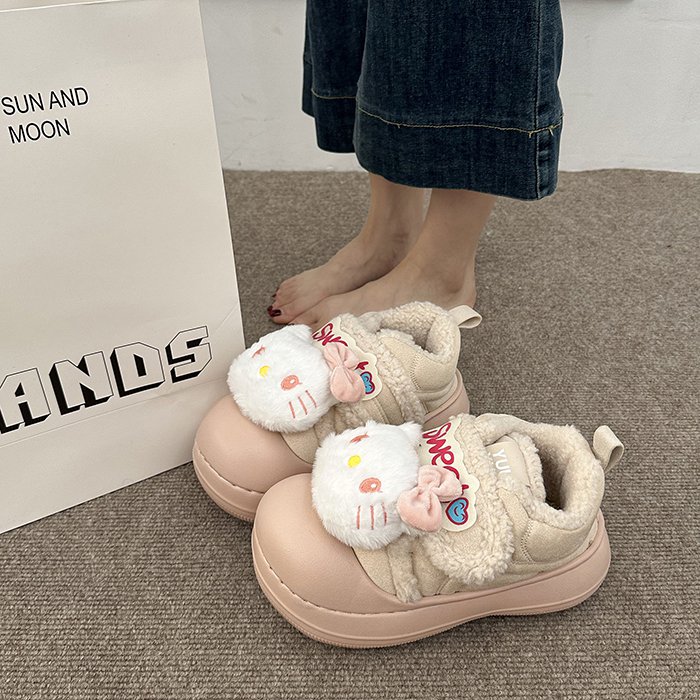 可爱凯蒂猫厚底保暖毛毛鞋