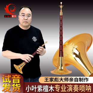 【王家彪】专业级小叶紫檀木唢呐乐器D调雕花碗全套整套喇叭小号