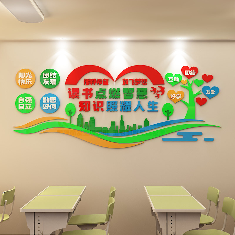 亚克力教室文化墙装饰贴画