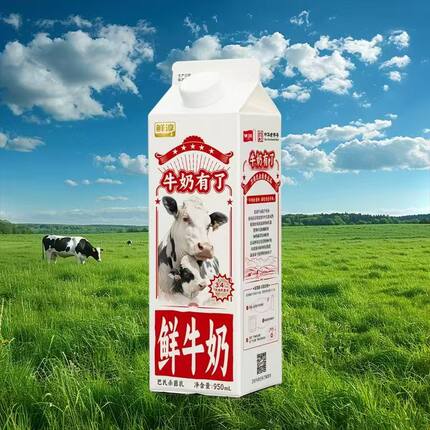 【顺丰】卫岗鲜淳鲜牛奶3.4g乳蛋白950ml*2盒生牛乳学生营养早餐