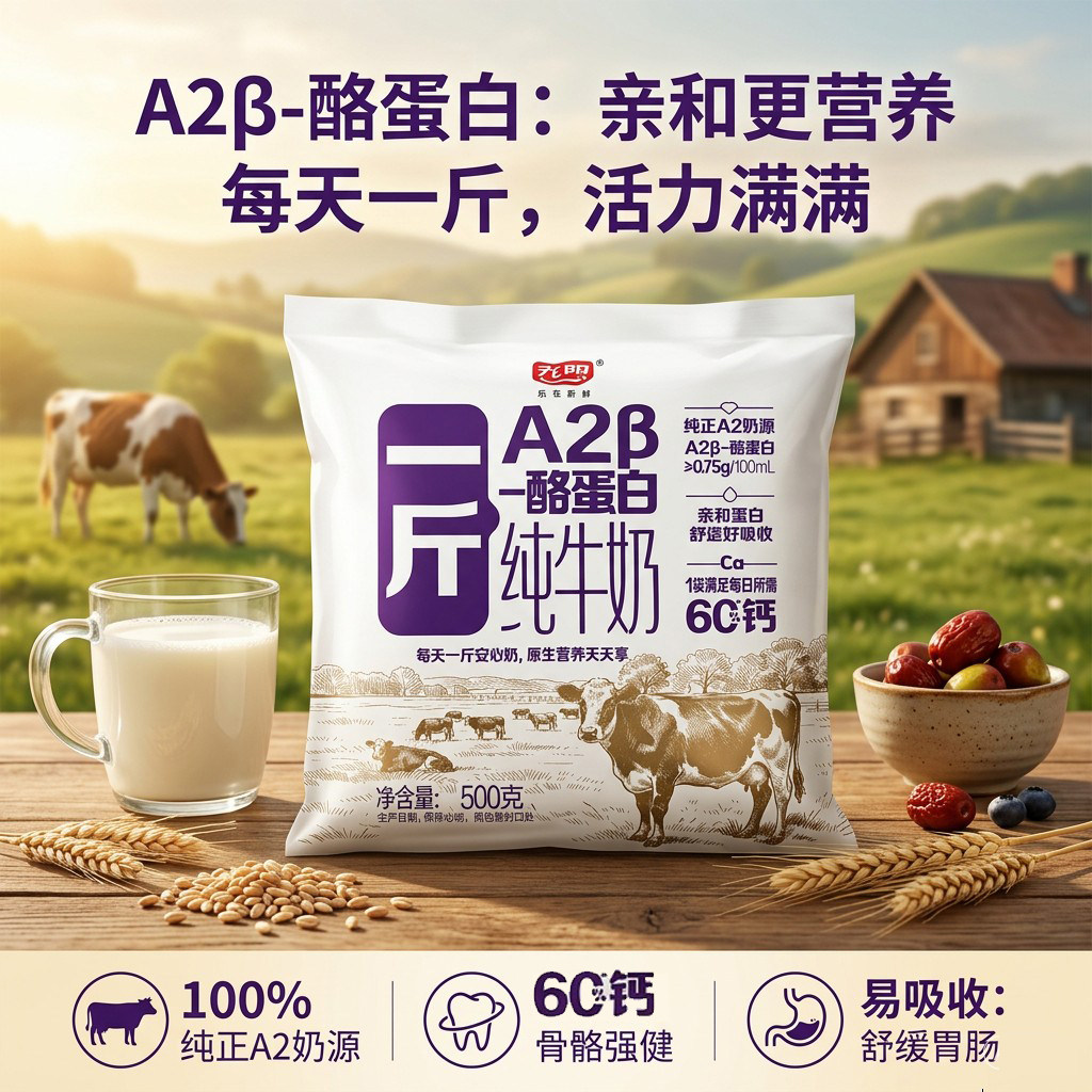 【5斤】光明A2β-酪蛋白纯牛奶一斤装500克生牛乳优质蛋白质早餐