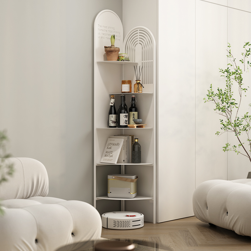 北欧铁艺落地置物架轻奢转角柜子客厅三角收纳架子靠墙窄柜边角柜