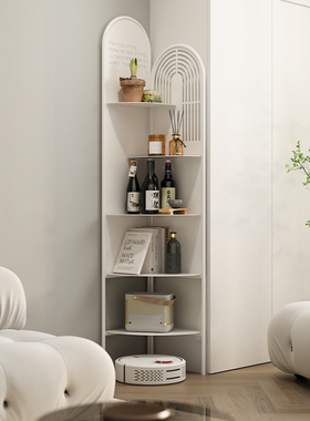 北欧铁艺落地置物架轻奢转角柜子客厅三角收纳架子靠墙窄柜边角柜