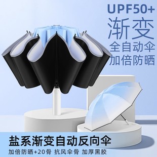 反向伞高颜值渐变女生男太阳伞防晒防紫外线全自动晴雨两用遮阳伞