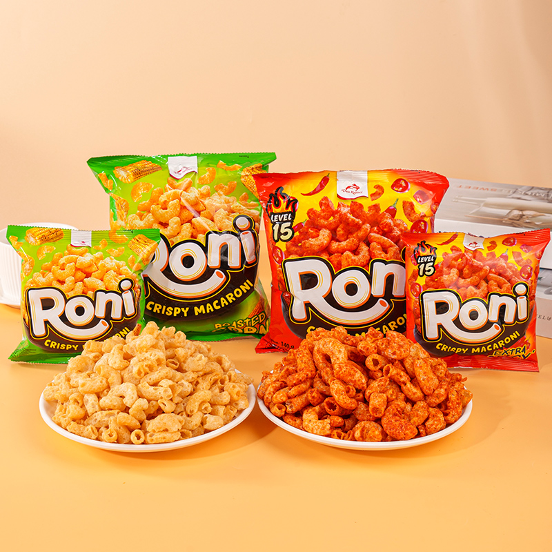 红白兔印尼进口烤玉米味香辣味通心脆140g26g追剧休闲零食