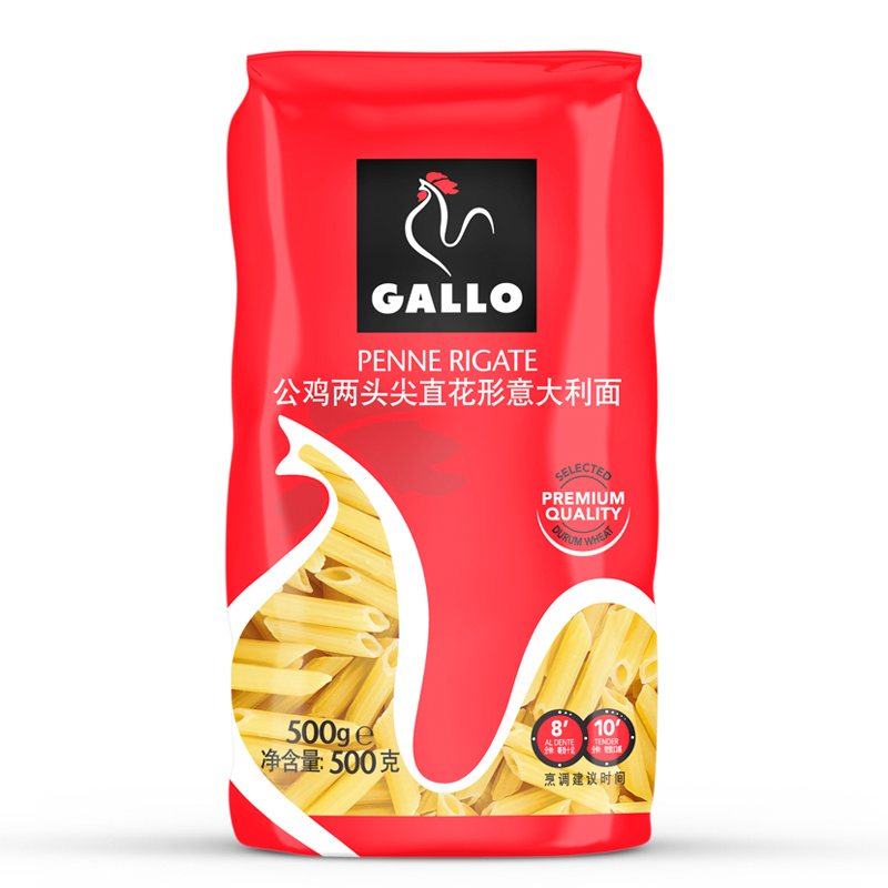 公鸡Gallo两头尖直花形意大利面通心粉500g西班牙原装进口意面 粮油调味/速食/干货/烘焙 意大利面 原图主图