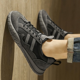 软底板鞋男款透气百搭复古阿甘男鞋皮质潮流运动休闲户外散步鞋子