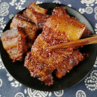 道州扎肉湖南永州道县土特产榨肉农家自制烟熏腊肉开胃菜下饭菜