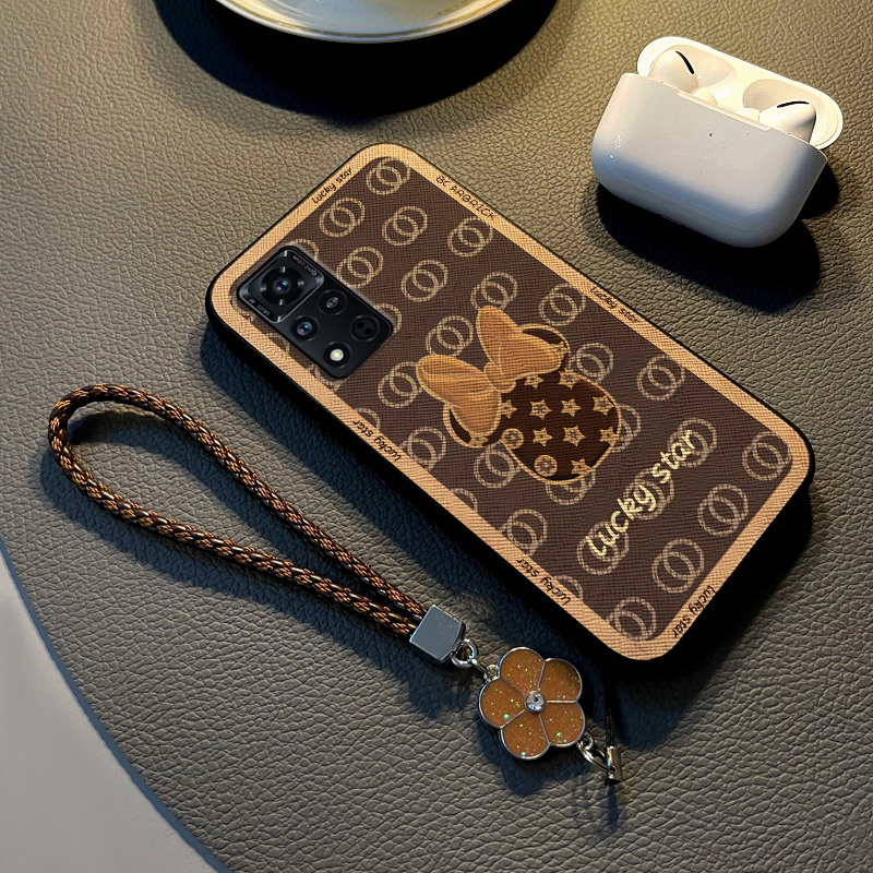 适用荣耀v40布纹简约手机壳挂绳