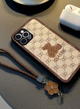 适用于苹果15promax手机壳新款iphone14pro保护套13硅胶全包防摔12布纹网红mini挂绳手链女款i15男高级感外壳