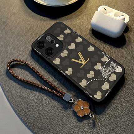 适用于opporeno14手机壳reno13新款reno12保护套硅胶reno11挂绳手链reno10全包reno9/8/7/6/5/4防摔pro女款+