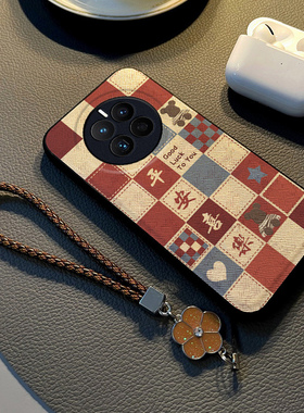 适用于华为mate50手机壳新款mate60pro保护套全包防摔mate40pro+布纹硅胶e网红女款挂绳活力版高级感潮牌卡通