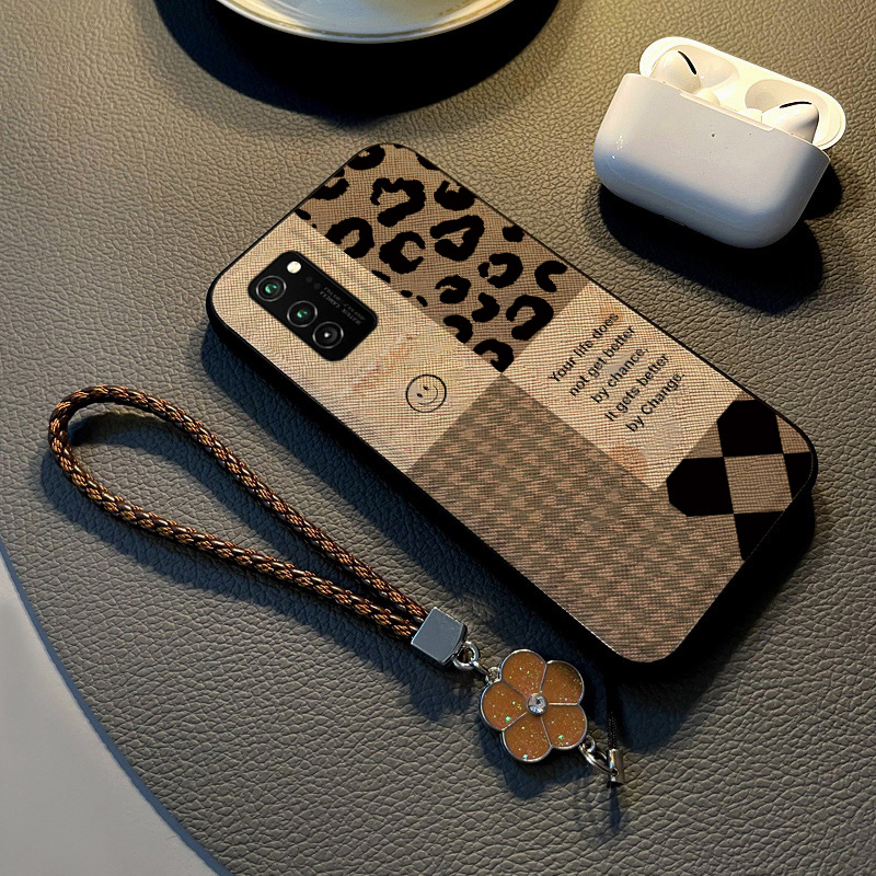 适用荣耀v30布纹创意保护套挂绳