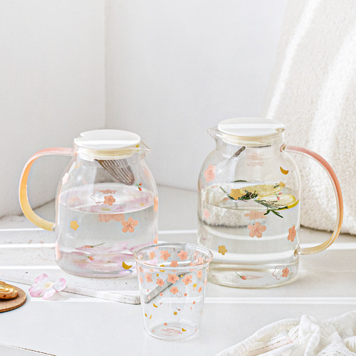 樱花耐高温大容量玻璃水壶杯子