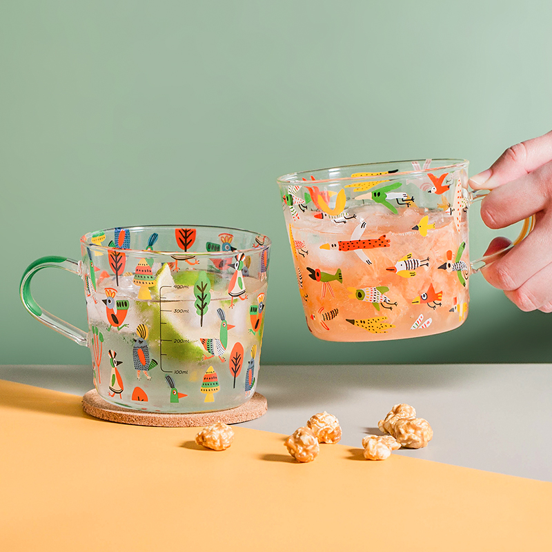 西比尔美式牛奶硅耐冷热水玻璃杯