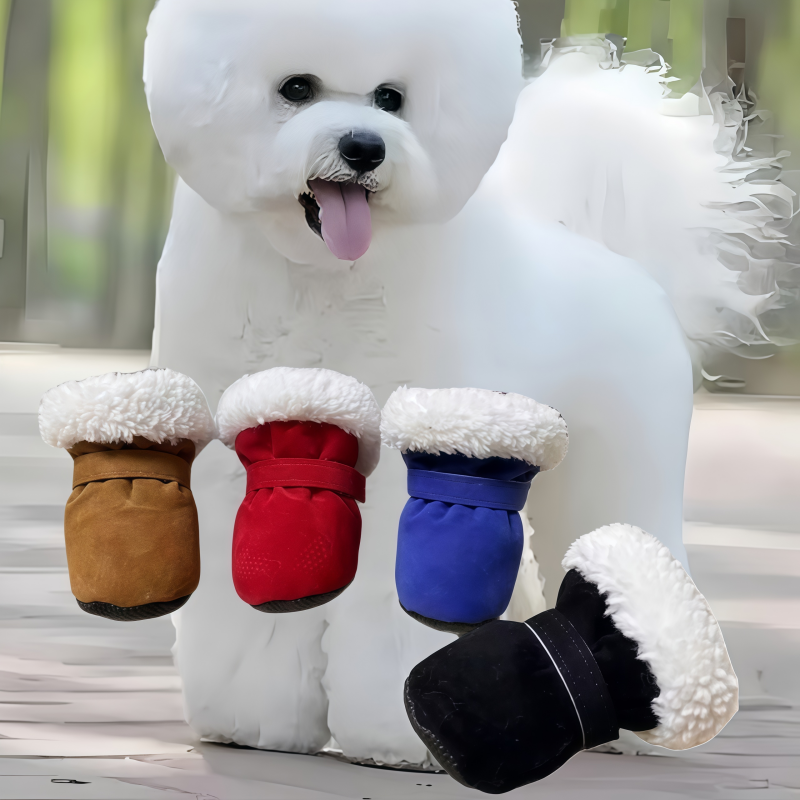 宠物狗狗雪地靴加绒保暖软底鞋御寒新款鞋子小型犬护脚多色可选鞋