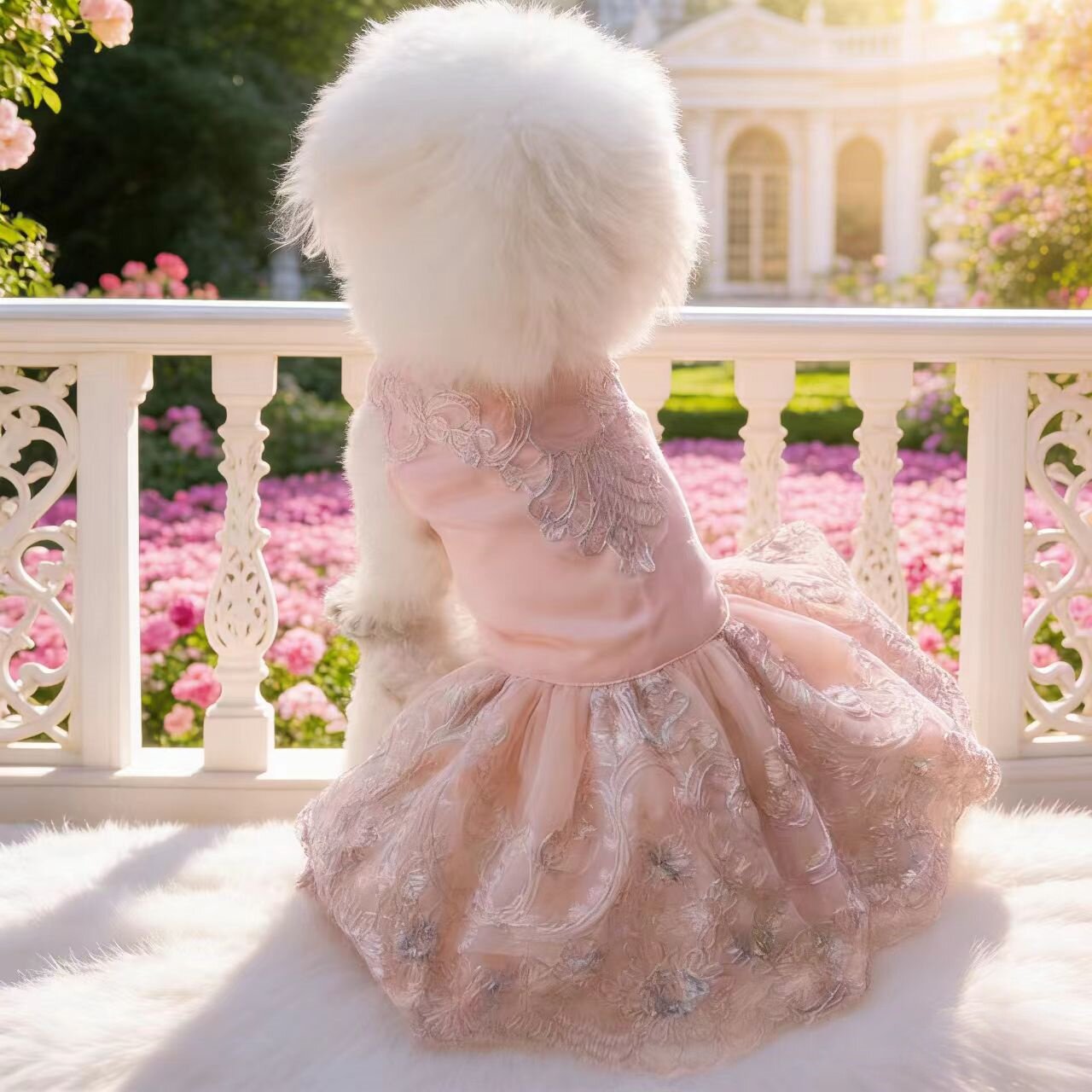 猫猫狗狗晚礼服婚纱刺绣裙镂空蕾丝款泰迪比熊节日结婚春夏公主裙